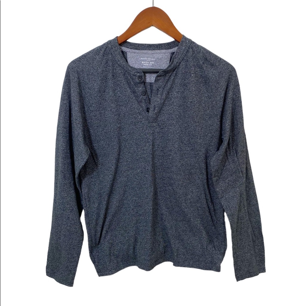 Banana Republic Quick Dry Henley Shirt Men's Small Gray Long Sleeve